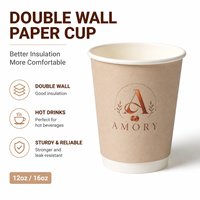 Vasos de Papel Desechables de 12oz y 16oz para Bebidas Calientes, Café y Té, con Tapa, Compostables, Ecológicos, para Llevar, para Restaurantes