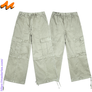 Pantalones Cargo Casuales de Verano para Mujer MASTER TEXTILE, Color Sólido, Pierna Ancha, Transpirables, Cintura Media, Hechos con Tela de 7.37 oz - Product Image 3