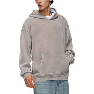 Sudadera con Capucha Unisex Vintage en Color Gris Taupe, Lavado Ácido, de Algodón Grueso, Estilo Desgastado, Tono Tierra, Streetwear - Product Image 3