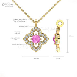 Productos de Tendencia 2026: Colgante Auténtico de Zafiro Rosa de 3mm con Diamantes G-H, Venta al por Mayor, Proveedor de Joyería para Bodas - Product Image 4