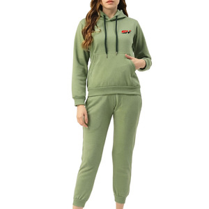 Women's Winter Hooded Tracksuit <b>Set</b>-high Quality 100% Cotton Quick Dry Long Sleeves Training Soft Cotton Blend Outfit Tracksuit - Product Image 1