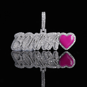 Colgante de Doble Capa con Nombre Personalizado, con Diamante de Corte Brillante Redondo de Moissanita, Joyería Hip Hop para Regalo, de Phoenix Enterprise - Product Image 1