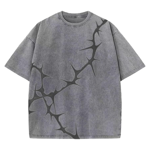 Top Arrival Oversized Front Acid Wash Graphic T-Shirt Screen Printed 100% Cotton Breathable Eco-Friendly Streetwear Apparel 280g - Product Image 4