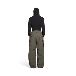 Pantalon Harem Homme Taille Haute Vert Olive Cargo Ample Style Utilitaire Multi-Poches Respirant en Toile pour le Travail - Product Image 4