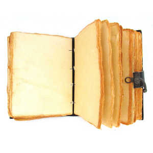 Diario Rústico Hecho a Mano de Cuero Genuino con Grabado de Sol y Luna, Papel Vintage con Borde Desflecado, Libro de Hechizos en Blanco para Escribir - Product Image 1