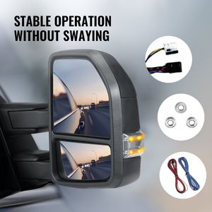 2015-2018 Ford F150 potenza riscaldata specchietti da traino LED freccia luce luce pozzanghera vetro convesso nero controllo manuale - Product Image 6