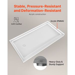 Piatto Doccia Rettangolare in Acrilico PVC Bianco 152x76 cm con Soglia Singola e Base Antiscivolo - Product Image 4