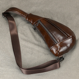 Sac de poitrine en cuir véritable pour homme, bandoulière, fermeture éclair, design décontracté, durable, toutes saisons, usage quotidien - Product Image 6
