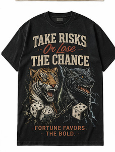 เสื้อยืดคอกลมสไตล์เรโทร ตกแต่งด้วยคริสตัล ลายพิมพ์สกรีน ผ้าคอตตอนหนา 100% น้ำหนัก 300 กรัม ทรงโอเวอร์ไซส์ สตรีทแวร์ สำหรับผู้ชาย - Product Image 4