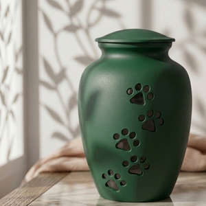 Urna Negra para Cremación de Mascotas con Diseño de Huella Dorada para Guardar Cenizas - Product Image 4