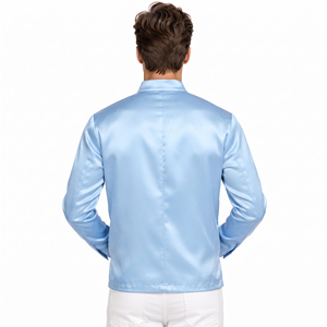 <b>Men</b> Casual <b>Winter</b> <b>Wear</b> Silk Satin Bomber Jacket Lightweight Soft Silk Zipper Top With Side Pocket Autumn <b>Winter</b> Silk Jackets <b>Men</b> - Product Image 3