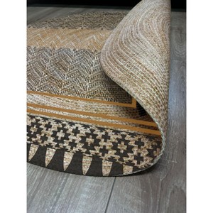 Industry Trending Round Jute Area Rug Geometric Bohemian Style Flat Weave Non-Slip Living Room Decor Spot Clean - Product Image 5