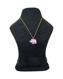 Collar con Colgante de Elefante de Labradorita y Calcedonia Rosa con Engaste Tallado a Mano, Chapado en Oro de 18K, Joyería Minimalista con Encanto Animal - Product Image 3