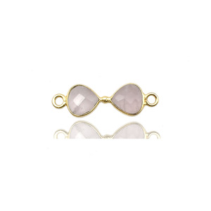 จี้รูปหัวใจโรสควอตซ์ |   ตัวเชื่อมอัญมณีสีชมพูสุดหรู - Product Image 1