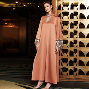 AN10850 Luxury Dubai Abaya Women Muslim Dress Embroidered Beaded <b>Kaftan</b> Long Sleeve Wedding Fashion Wholesale - Product Image 1