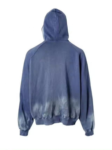 Sweat-shirts à capuche pour hommes, surdimensionnés, personnalisés, délavés à l'acide, effet vieilli, vintage, déchirés, avec broderie et strass, couleur unie, respirants, 100% coton - Product Image 2