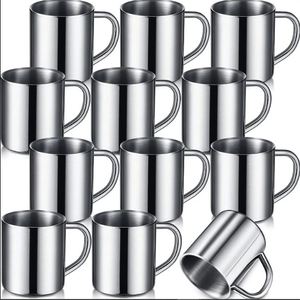 High Quality Stainless Steel Shatterproof Double Wall Coffee <b>Mug</b> With Comfortable Wider Handle Metal Tea Cups - Product Image 1