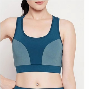 Sujetador deportivo para mujer, espalda cruzada, bloques de color, copa completa, sin aros, transpirable, lavable a máquina, top de ropa deportiva - Product Image 5