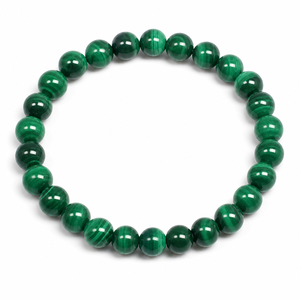 Pulsera Elástica de Malaquita Natural de 8mm con Cuentas de Cristal, Venta al Por Mayor - Product Image 3
