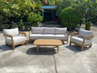 Ensemble de canapés d'extérieur modernes et confortables avec accoudoirs en bois massif, siège individuel, mobilier de jardin FengHui