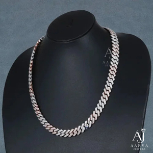 สร้อยคอเงินแท้ 925 ชุบทอง ประดับเพชรโมอิสซาไนต์ทรงเรขาคณิต แบบ Cuban Link  สำหรับทุกเพศ สไตล์ฮิปฮอป เหมาะสำหรับงานแต่งงานและงานปาร์ตี้ - Product Image 1