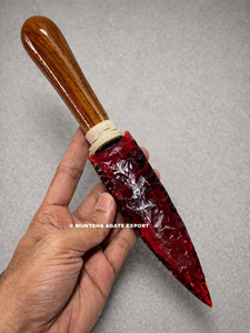 Daga de Obsidiana Roja Pulida a Mano de 10 Pulgadas con Mango para Rituales Paganos, Cristal Curativo, Recuerdo, Decoración del Hogar - Product Image 2