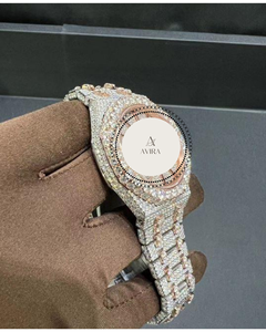 Montre classique de luxe en or rose de haute qualité, sertie de diamants Moissanite VVS, style Hip Hop, disponible à un prix compétitif - Product Image 1