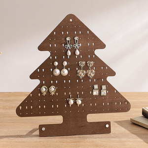 Support de présentation de bijoux en bois en forme de sapin de Noël, organisateur décoratif pour boucles d'oreilles, colliers et bagues, pour la maison, les boutiques et les bijouteries - Product Image 4