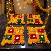 Fleurs de souci décoratives Swastik, décoration traditionnelle indienne pour Diwali, Pooja, entrée de temple domestique et célébrations