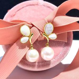 Edison Freshwater Pearl Dangle Earrings Cute <b>Girl</b> and Mother Shell Butterfly Popular <b>Birthday</b> <b>Gift</b> Fashion Jewelry - Product Image 2