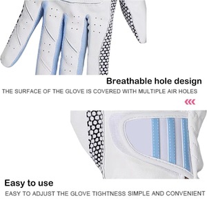 Gants de golf pour femmes en cuir Cabretta souple, pour les deux mains, avec grip chaud et froid, blancs, en tissu élastique respirant et durable pour adultes - Product Image 2