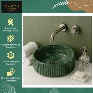 Colección Exclusiva de Lavabos de Mármol Verde Ecológico de Alta Calidad, Lavabo Moderno Hecho a Mano, Lavabo de Piedra Natural de Lujo - Product Image 5