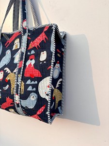 Bolsa de Mano de Algodón Azul Premium con Estampado Animal, Estilo Bohemio, Casual de Verano, con Cierre, para Compras y Viajes, para Mujer - Product Image 3