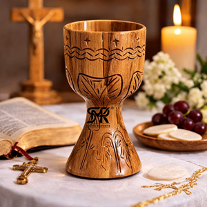 Cáliz y Copa Sagrada de Madera Natural Tallada a Mano para Comunión Cristiana, Ecológico, Duradero, para Altar Religioso - Product Image 6
