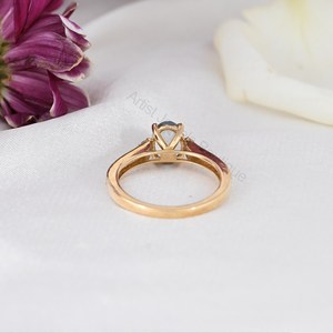 Anillo Ovalado de Aguamarina Natural Santa María con Diamantes, Oro Sólido de 14K, Joyería Fina, Proveedor Mayorista OEM ODM - Product Image 3