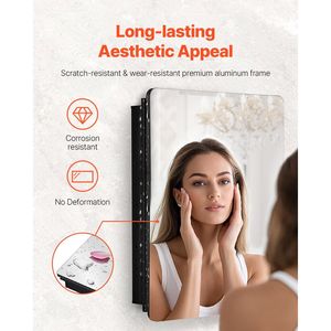 Armadietto per Medicinali 24 X 30 Pollici con Cornice in Alluminio, Specchio da Bagno a 2 Livelli Regolabili e Pratici Ripiani - Product Image 4