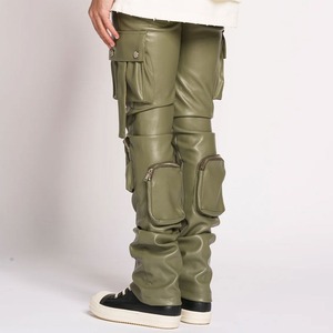 High Quality Men's Straight Casual Lightweight Leather Pants Breathable Quick Dry Custom Logo Wholesale Best Price - Product Image 4