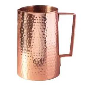 Lined Copper Water <b>Jug</b> with Lid Engraved Stripes Ayurvedic Drinkware Pitcher for Hotel Restaurant Catering Tableware - Product Image 2