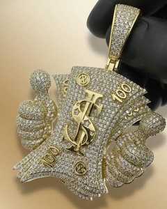 Colgante de Moissanita con Diseño de Pila de Dinero y Acabado de Dólar, Estilo Hip Hop, Regalo para Fiesta Hip Hop, con Plata 925, Joyería Fina, Colgantes y Dijes - Product Image 1