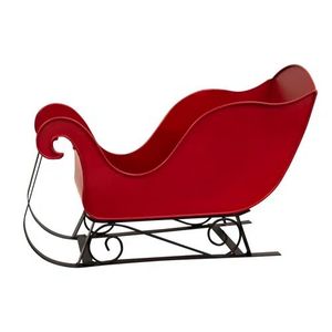 Décoration de Noël en métal rouge en forme de traîneau avec rails courbes et motif feston, style traditionnel - Product Image 3