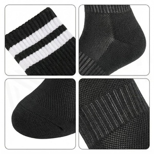 NORTH APPROACH Crew <b>Socks</b> <b>Striped</b> <b>Black</b> <b>White</b> Breathable Basketball <b>Socks</b> for Adults Summer Season - Product Image 4
