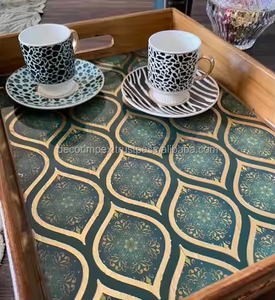 Plateau de service en bois naturel 100% fabriqué à la main Meena Work décoratif en bois cuisine et Table à manger plateaux imprimés pour cadeaux de noël - Product Image 4