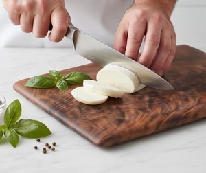 Planche à découper rectangulaire en bois d'olivier faite à la main avec poignée, bloc de découpe à grain naturel pour la cuisine - Product Image 5