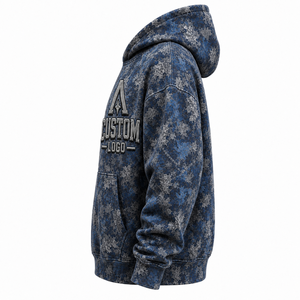 Custom Blue Leaf <b>Camo</b> <b>Hoodie</b> Heavyweight Fleece Streetwear <b>Hoodie</b> <b>for</b> <b>Men</b> & Women - Product Image 4