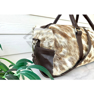 Wholesale Genuine Cowhide Leather Duffel Bag Handcrafted Travel Luggage Weekender Bag <b>Hair</b> on Hide Vintage Overnight Gym Bag - Product Image 5