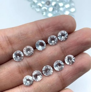 Piedra Suelta de Aguamarina Azul Cielo Natural, Piedra de Nacimiento de Marzo, Corte Brillante de 6mm con Juego de Color, Certificada por Terceros para Joyería - Product Image 3