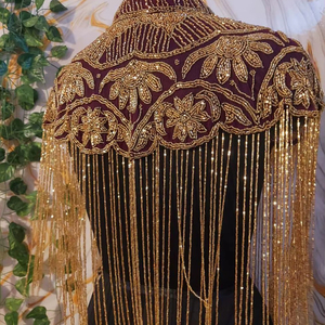 Premium Quality Handmade Beaded <b>Poncho</b> with Pearl Tassel Fringe for Wedding Reception Cruise or Sunset Dinner Available for Sale - Product Image 1
