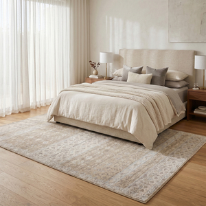 DECORDEC Tapis floral épais en laine fait main, écologique, antidérapant, bleu beige délavé, style moderne, avec panneau décoratif vieilli, pour salon - Product Image 3
