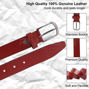 Ceinture en cuir de qualité supérieure avec coutures robustes, idéale pour les tenues formelles, les tenues décontractées et l'usage quotidien - Product Image 6