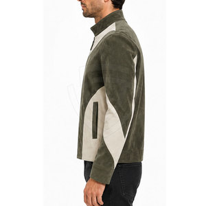 High Quality <b>Suede</b> <b>Leather</b> <b>Jacket</b> Featuring Modern Zip Front Design Comfortable Texture For Men Outdoor And Casual Clothing - Product Image 5